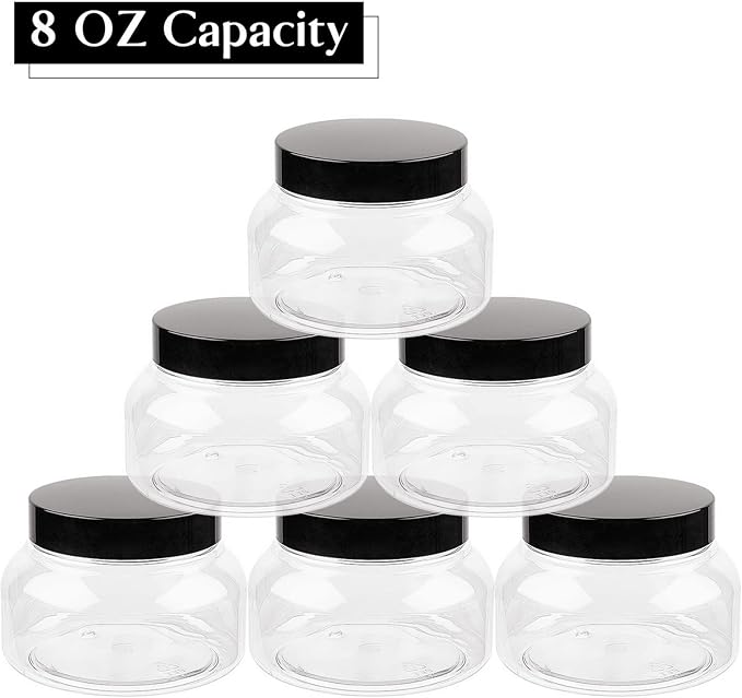 TUZAZO 8 Oz Premium Plastic Tuscany Jars with Lids, 24 Pack