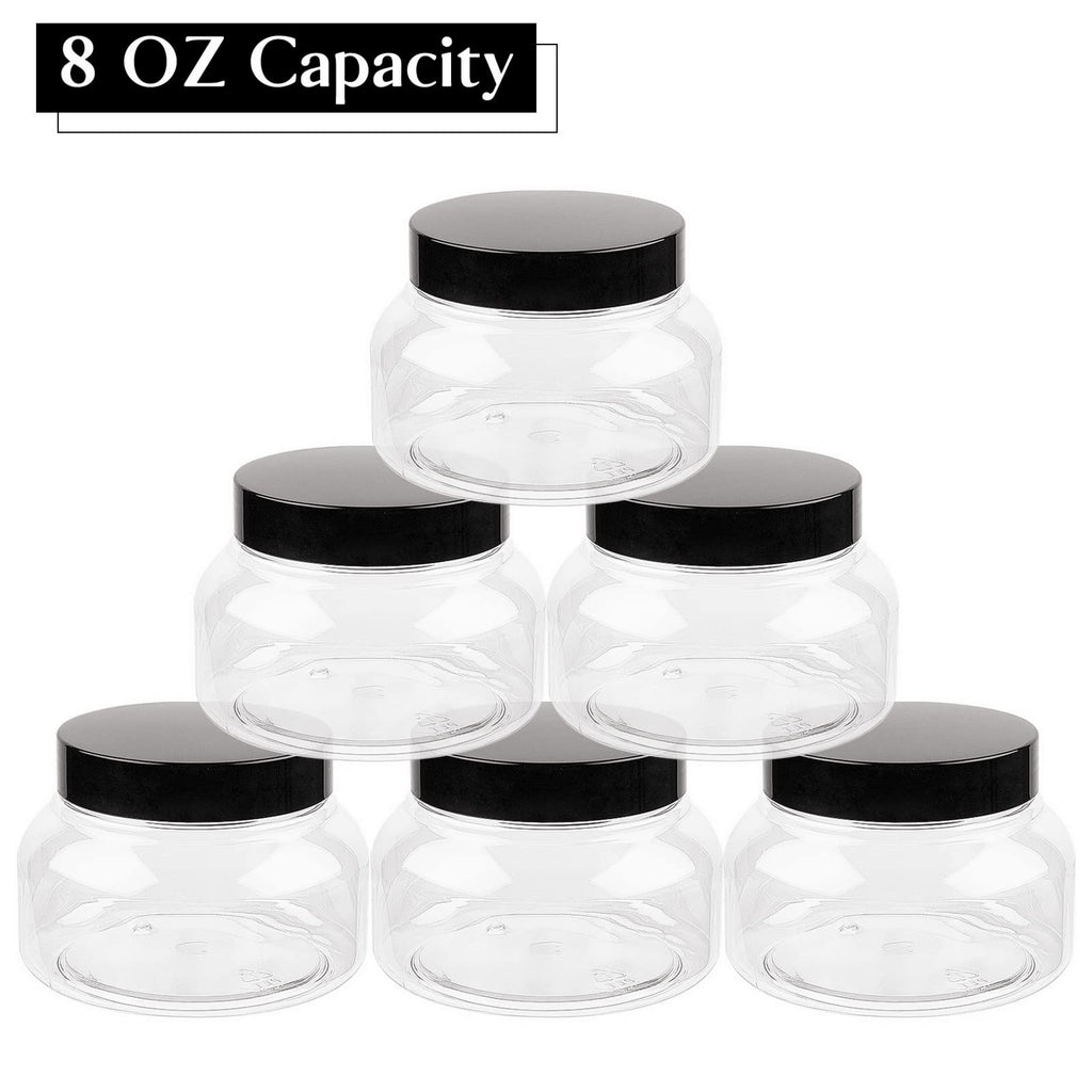 TUZAZO 8 Oz Premium Plastic Tuscany Jars with Lids, 12 Pack