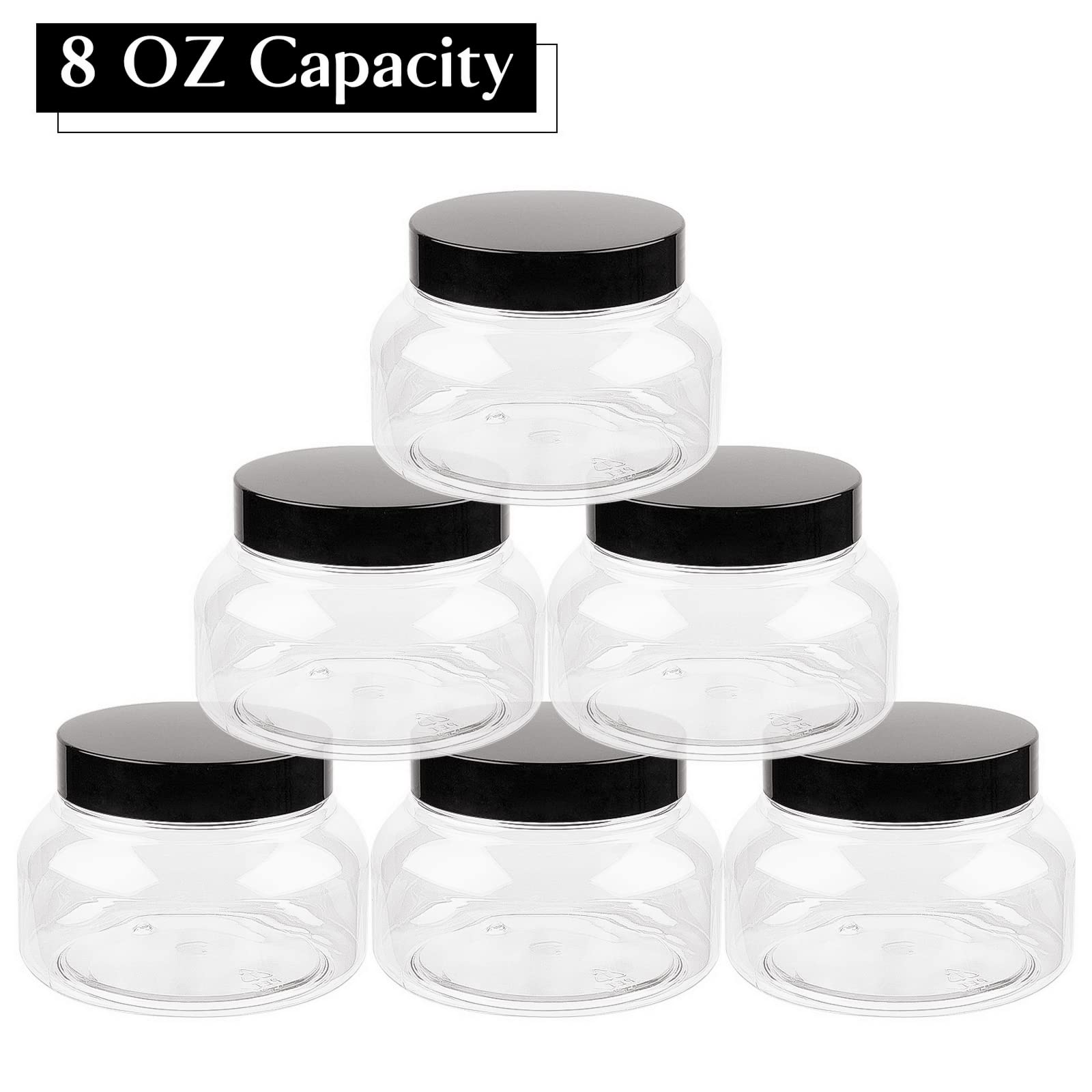 TUZAZO 8 Oz Premium Plastic Tuscany Jars with Lids, 12 Pack