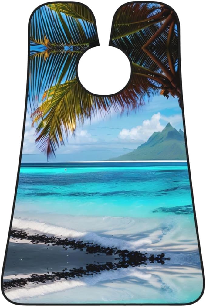 Tahiti Beach Print Beard Bib Shaving Apron, Beard Hair Trimming Cape Gift For Dad