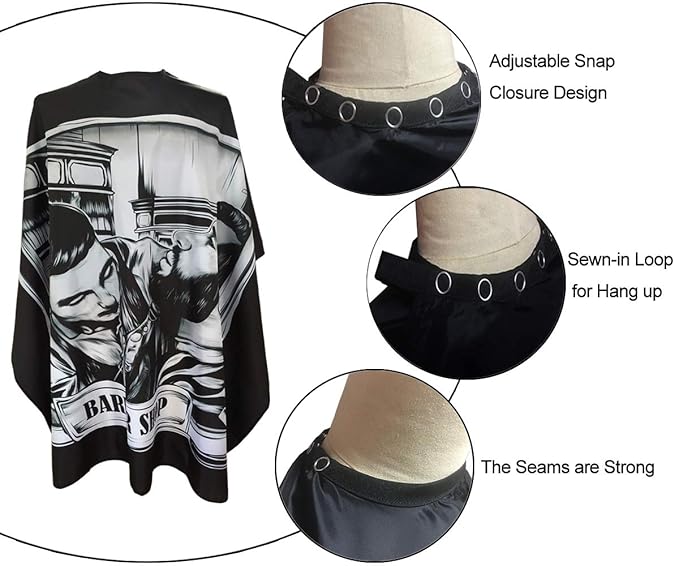 Barber Cape for Men, PELOCAPA Hair Cutting Cape with Metal Snap Closure, Professional Salon Cape, Large Waterproof Hairdressing Cape for Hairstylist - 63"× 56"(Comic Style)