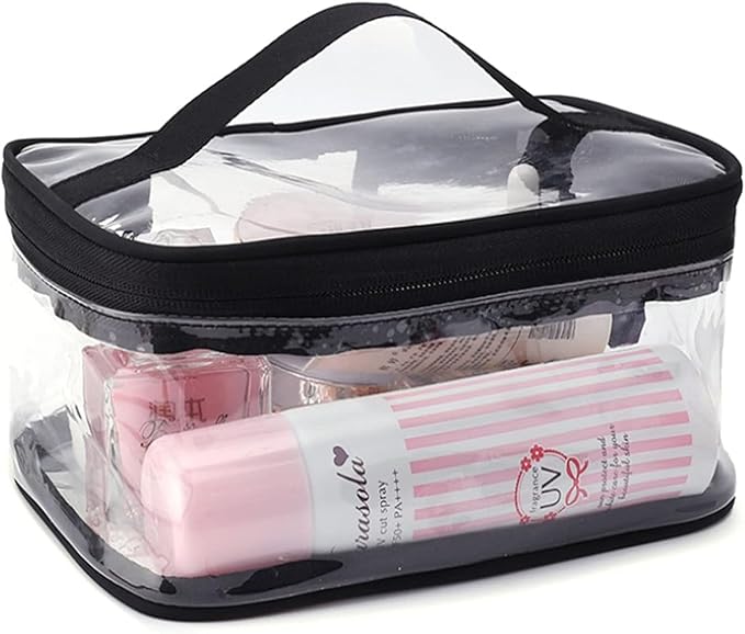 Black Makeup Bag Zipper Waterproof Portable Travel Storage Pouch 2 Pcs