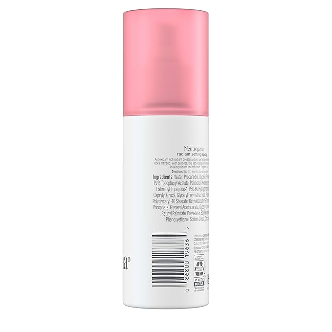 Neutrogena Healthy Skin Radiant Setting Spray, Long-Lasting Face Mist with Antioxidants & Pep-tides, Lightweight Hydrating Formula Locks Makeup for Glowing, Refreshed Skin, 3.4 fl. Oz