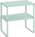 SONGMICS Cabinet Organizer Shelf, Set of 2 Kitchen Counter Shelves, Kitchen Storage, Spice Rack, Stackable, Expandable, Metal and Engineered Wood, 11.7 Inches, Moonlight Green UKCS002C01