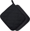 YEKOO 2Pcs Cotton and Neoprene Oven Pads Pot Holders with Pocket 8"x8.5" Dual-Function Hot Pad Set for Finger Hand Wrist Protection Heat Resistant to 428°F,Black