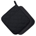 YEKOO 2Pcs Cotton and Neoprene Oven Pads Pot Holders with Pocket 8"x8.5" Dual-Function Hot Pad Set for Finger Hand Wrist Protection Heat Resistant to 428°F,Black