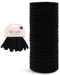 Kitsch Nylon Hair Ties No Damage - Stretchable Hair Bands for Strong All-Day Hold, Ponytail Holders | Hair Accessories for Girls - Black, 20 Pcs