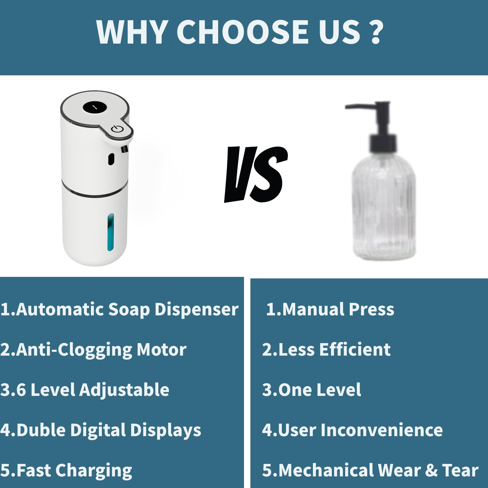 Automatic Liquid Soap Dispenser Touchless, Foaming Soap Dispenser 6 Adjustable Level Hands Free Auto Soap Pump USB Rechargeable Dispenser Electric Wall Mounted DishDispenser Kitchen