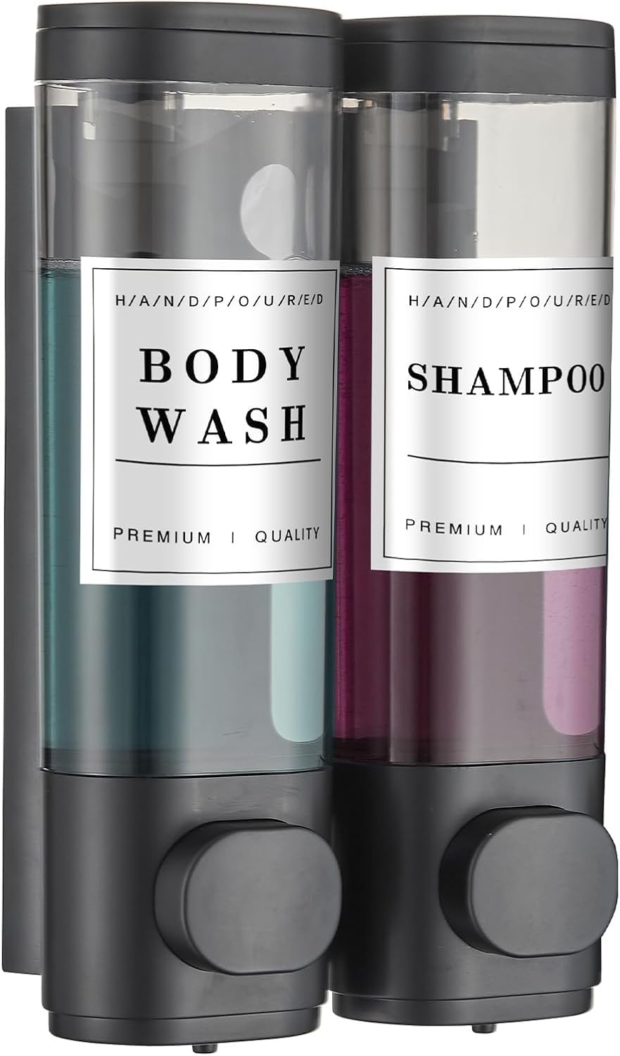Shampoo and Conditioner Dispenser,Shower Dispenser 2 Chamber No Drill Wall-Mounted Shampoo Dispenser for Shower Wall Mounted Shower Dispenser for Bathroom Hotel,Matte Black