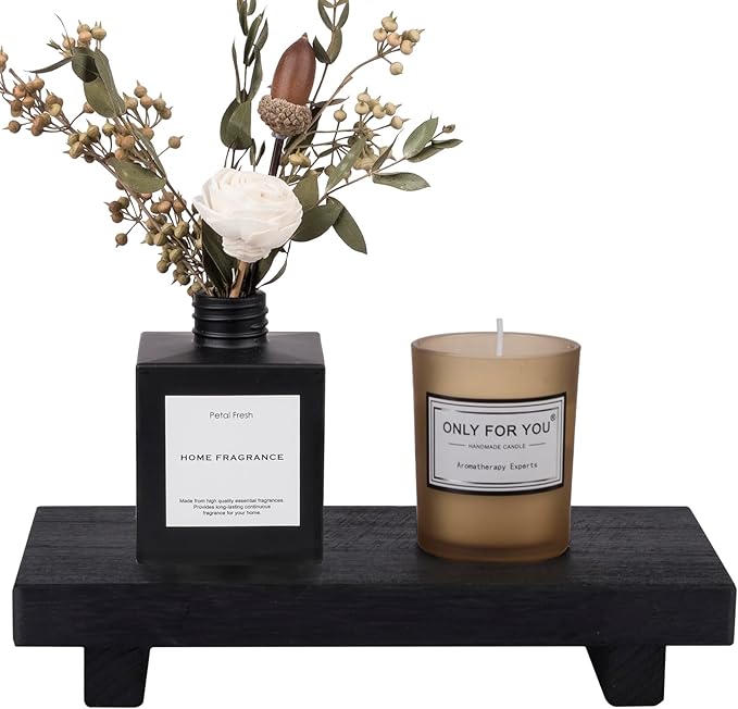 Wood Bathroom Tray Farmhouse Decor Kitchen Soap Holder, 8.7" x 3.6" Black