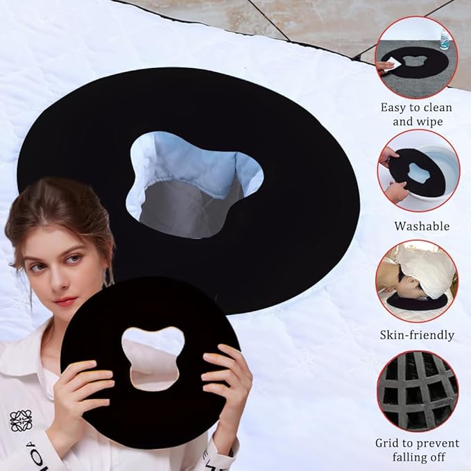 OULIGET Silicone Face Massage Pillow,SPA Beauty Face Relax Headrest,Salon Skin Care Soft Overlay Travel Head Support,Black