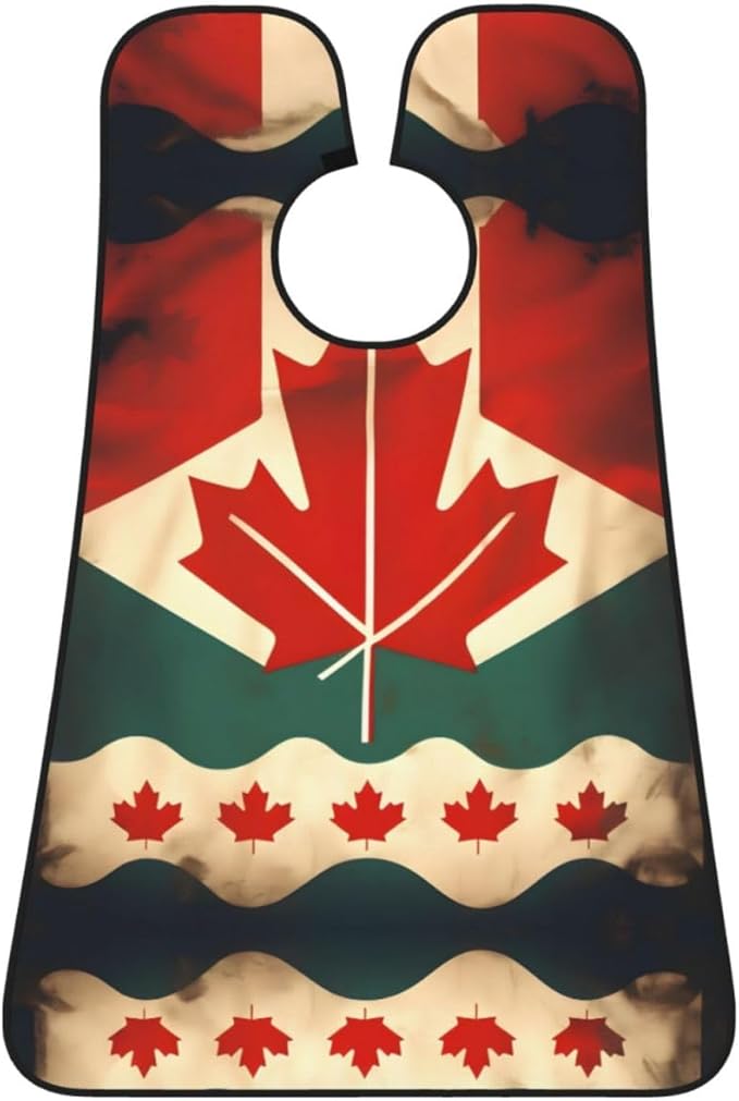 NOUZU Retro Canada Flag Print Beard Bib Apron For Men, Beard Hair Catcher For Men Shaving Trimming,Beard Cape Cloth