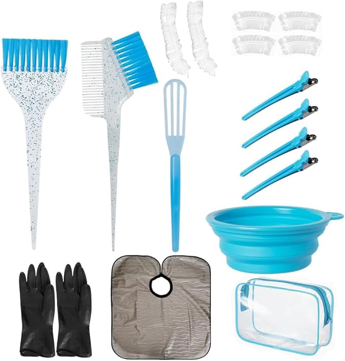 MOONMINI Hair Dye Color Brush and Bowl Set, Color Bowl Brushes Tool Mixing Bowl Kit Tint Comb for Hair Tint Dying Coloring Applicator (Pink&Black)