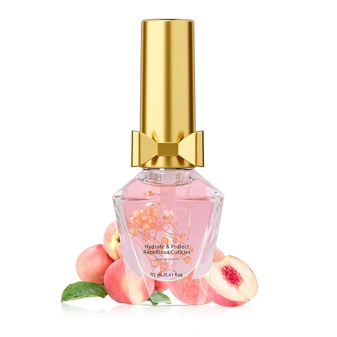 Cuticle Oil, Cuticle Nail Oil Infused with Real Flowers, Peach 12ml
