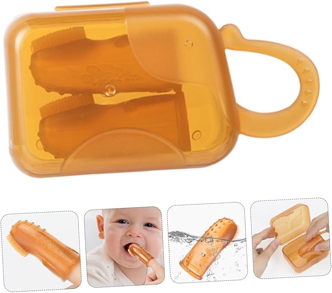 TIDTALEO Silicone Finger Toothbrush with Storage Box Soft Oral Cleaning Brush for Boy Girl Gum Massager for Teething Reusable and Easy to Clean Teeth Cleaning Tool