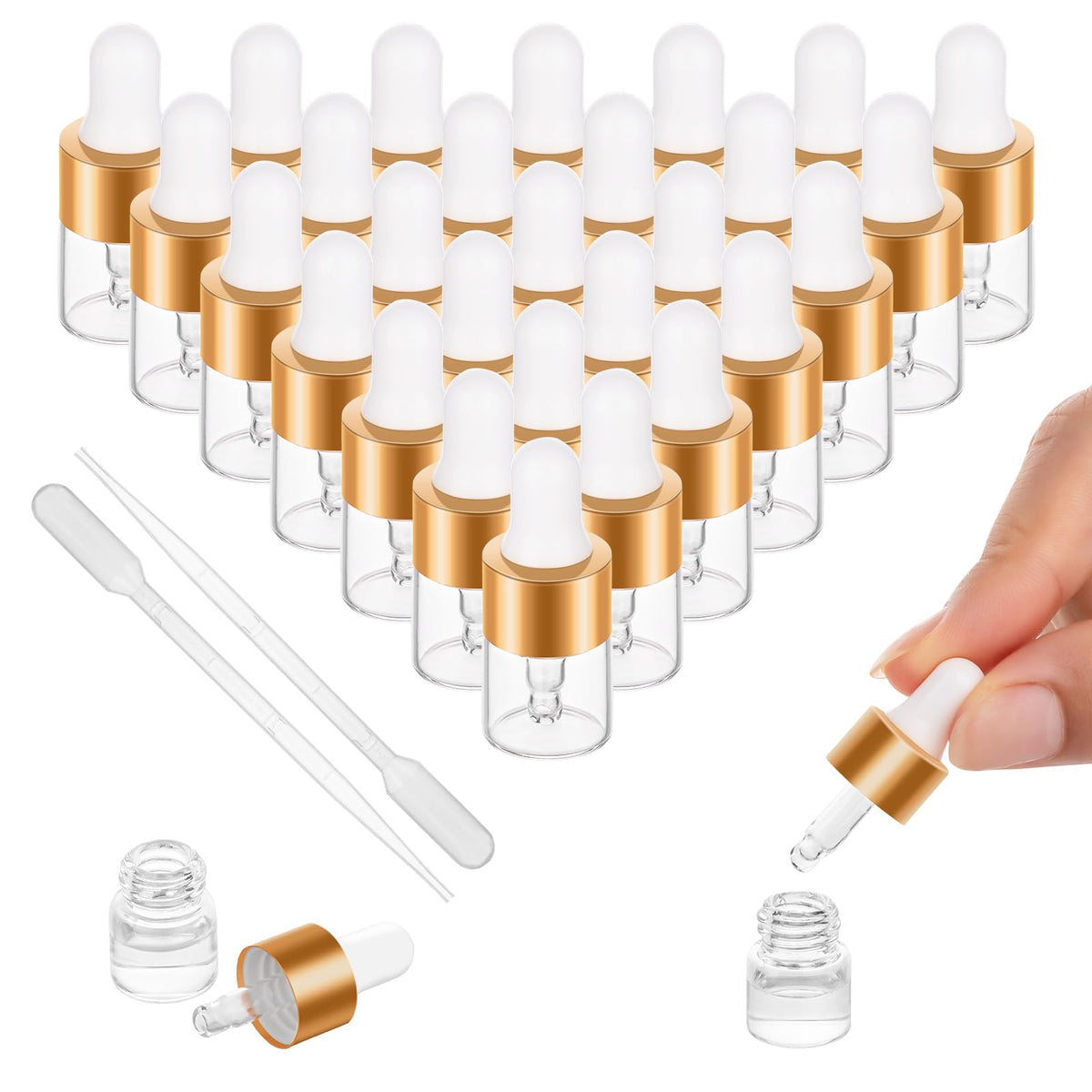 COTOM 100 Pack 10ml Mini Dropper Bottle for Cuticle Oil