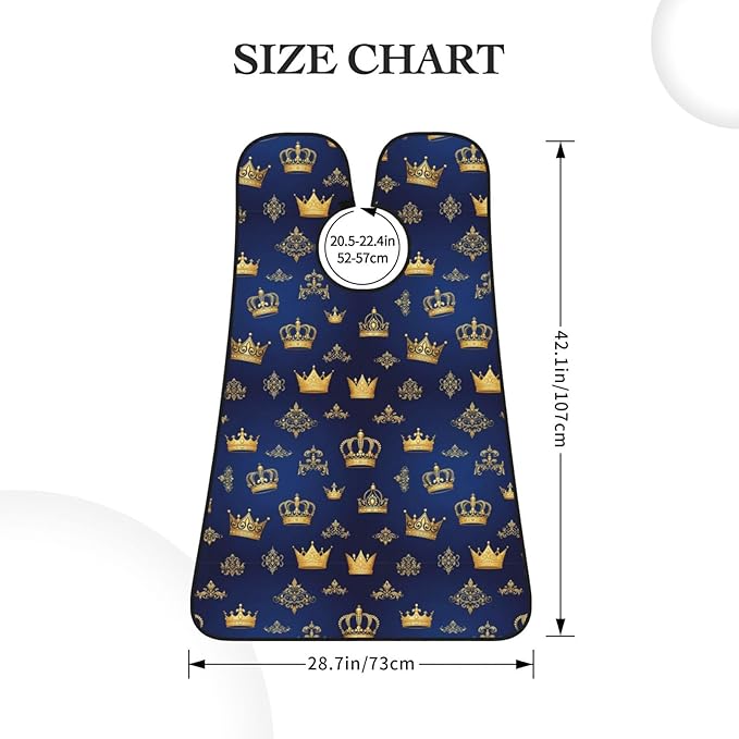 Adjustable Beard Bib, Non-Stick Hair Catcher Cape for Men's Shaving, Waterproof with 2 Suction Cups, Purple Blue Gold Royal Crown Shave Bib