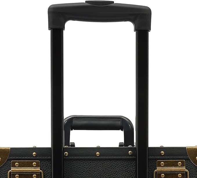 QUEWATSA Rolling Makeup Case Large Storage Cosmetic Trolley, Rolling Lockable Makeup Train Case, Stylist Beauty Salon Cosmetic Luggage Travel Organizer Tool Box with Hair Dryer Holder (Black)