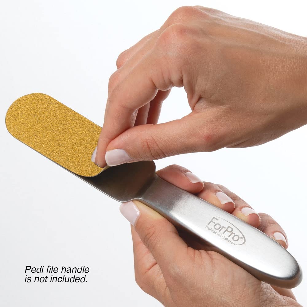 ForPro Professional Collection Stainless Steel Pedi File Refill, 80 Grit, Gold, EZ-Strip Peel Pedicure Refill Pads, 1.25” W x 4” L, 50-Count