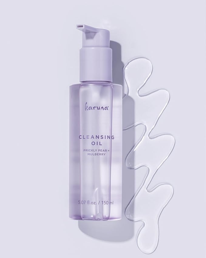 Karuna Cleansing Oil for Face - Gentle Makeup Remover Oil with Camellia, Hyaluronic Acid, Prickly Pear & Aloe - Pre-Cleanse Oil Based Face Cleanser for All Skin Types Including Oily & Blemish-Prone