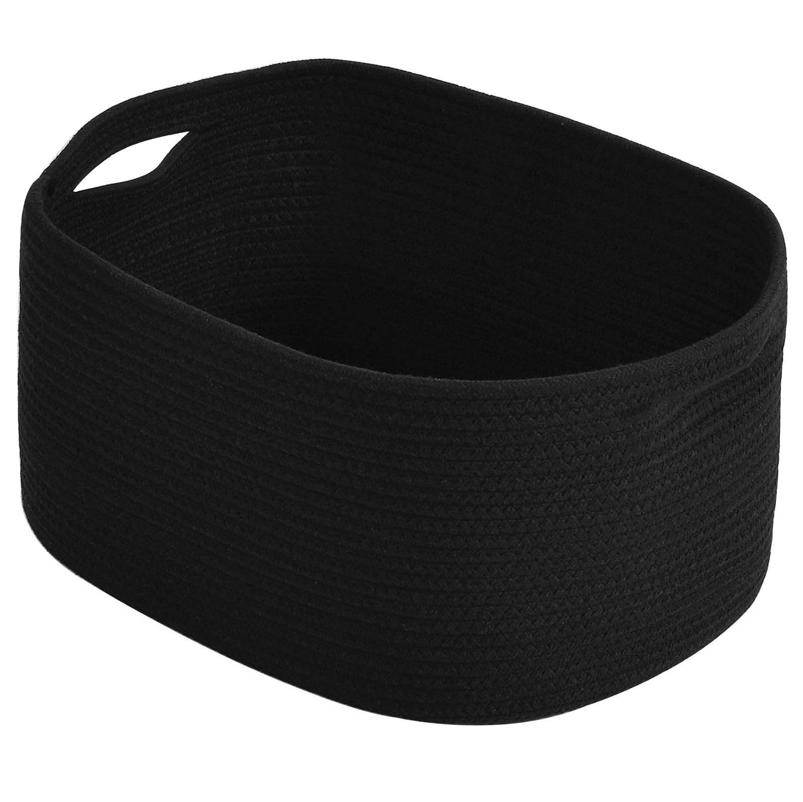 ECDYQXVU 15x10x9 Inch Woven Cotton Rope Storage Basket, Black, 1 Pack