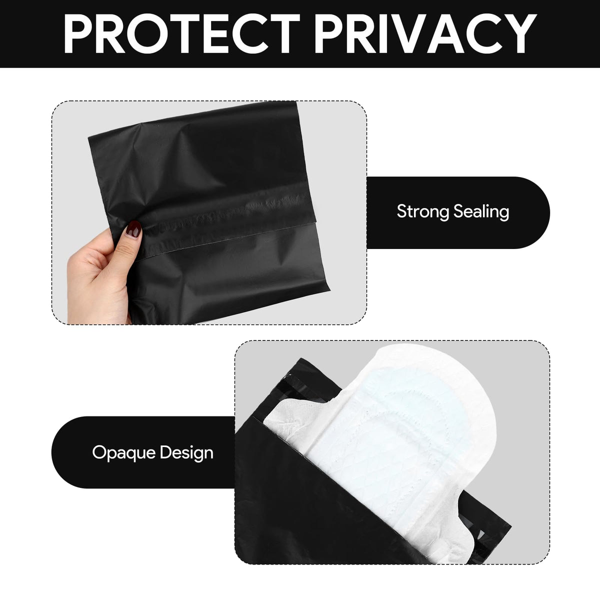 100 Pcs Black Sanitary Napkin Disposal Bags for Hygiene Tampon Pad