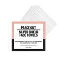 PEACE OUT Silver Shield Face Towels, Disposable Facial Towels for Sensitive Skin, Silver Citrate Infused, Dual Sided, Super Absorbent, Biodegradable, 30 Count