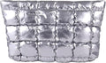 HFLZBRO Puffy Quilted Makeup Bag, Cosmetic Bag, Travel Toiletry Organizer Pouch, Clutch for Women (Silver)