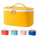 Meiyuuo Travel Makeup Bag for Women, PU Leather Cosmetic Bag, Yellow