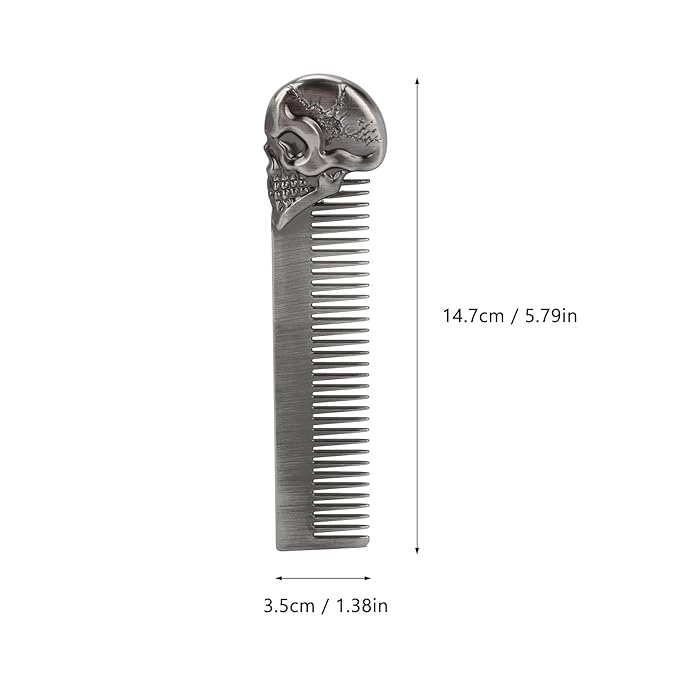 Haosie Pocket Beard Comb, 5.79in Skull Pattern Hair Comb for Men, Smooth Oil Hair Styling Travel Comb for Hair Beard Home Salon
