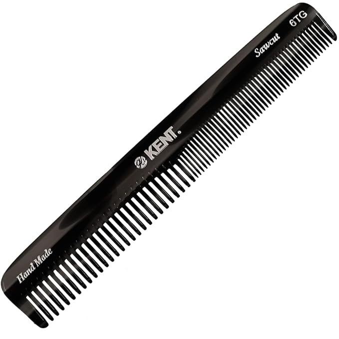 Kent 6T G Fine Tooth and Wide Tooth Hair Comb, Handmade Styling Comb for Hair Care, Barber Combs, Beard Combs For Men, Styling Grooming for Men, Women and Kids