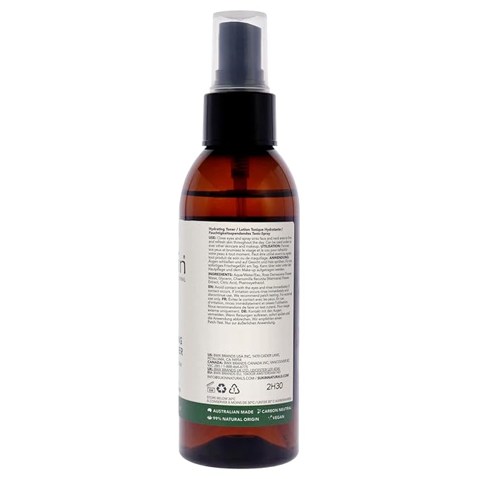 Sukin Original Hydrating Toner, Face Mist – Refreshing Chamomile & Rose Water Spray for Face, Beauty & Personal Care Essentials, 4.23 Oz