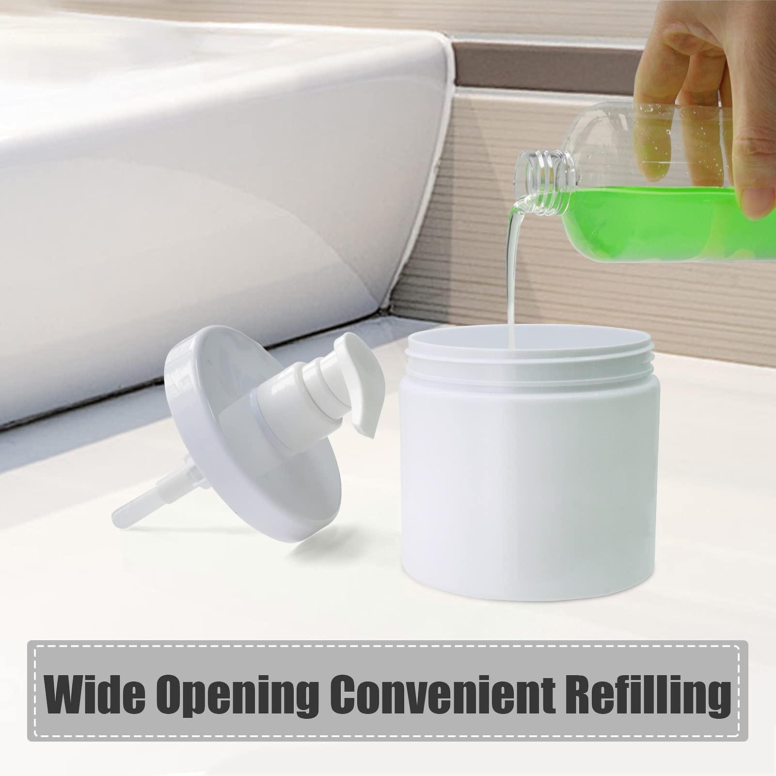 Cosywell 2PCS 500ml Pump Bottle Dispenser White Plastic Pump Bottles
