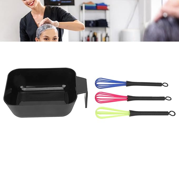 Professional Hair Tinting Bowl Mixing Kit - Color Application Tool for Salon and Home Use, Versatile and Ergonomic Design 1 X Hair Tinting Bowl and 3 X Mixer Hair Tinting Whisk
