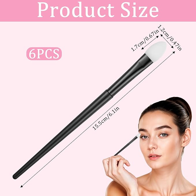 Molain 6 Pcs Silicone Eyeshadow Brush, Makeup Applicator Lip Mask Makeup Brushes Silica gel Makeup Eyebrow Lipstick Brushes Lip Mask Makeup Brushes for Liquid Eye Shadow Applying Cream