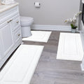 SHACOS White Bathroom Rugs Sets 3 Piece Bath Mat U Shaped Toilet Rug