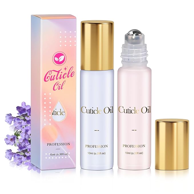 Cuticle Oil, Scented Roll on Nail Oil for Nails, Rose & Lavender, 20 ml