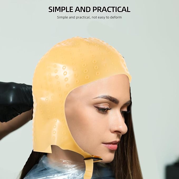 Silicone Frosting Hair Cap with Needle - Reusable Highlight Cap for Hair Coloring Non-Slip Comfortable Design for Salon and Home Use 9X6.7 Inches
