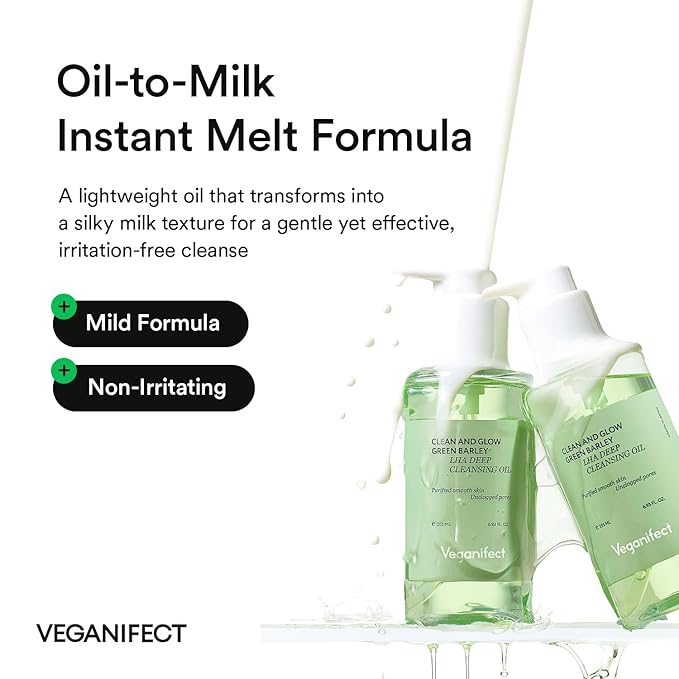 VEGANIFECT LHA Cleansing Oil, Pore Control, Blackhead Remover & Sebum Care, Gentle Melting Oil Cleanser for Face, Makeup Remover, Korean Skincare 205ml/6.93 fl oz