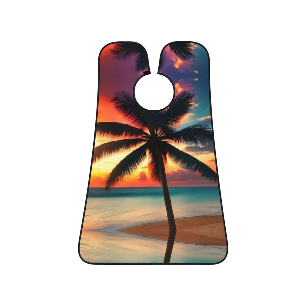 YQxwJL Tropical Beach Palm Tree Sunset Print Beard Bib Shaving Apron, Beard Hair Trimming Cape Gift For Dad