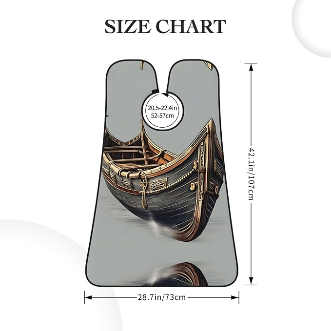 Old Viking Boats Print Beard Bib Apron For Men, Beard Hair Catcher For Men Shaving Trimming,Beard Cape Cloth