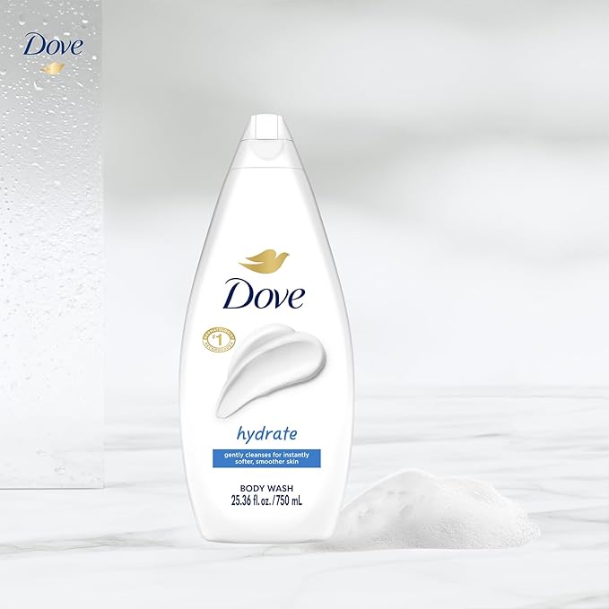 Dove Body Wash Hydrate 4-Pack – Moisturizing Cleanser for Smooth, Soft Skin, 25.36 Fl Oz Ea
