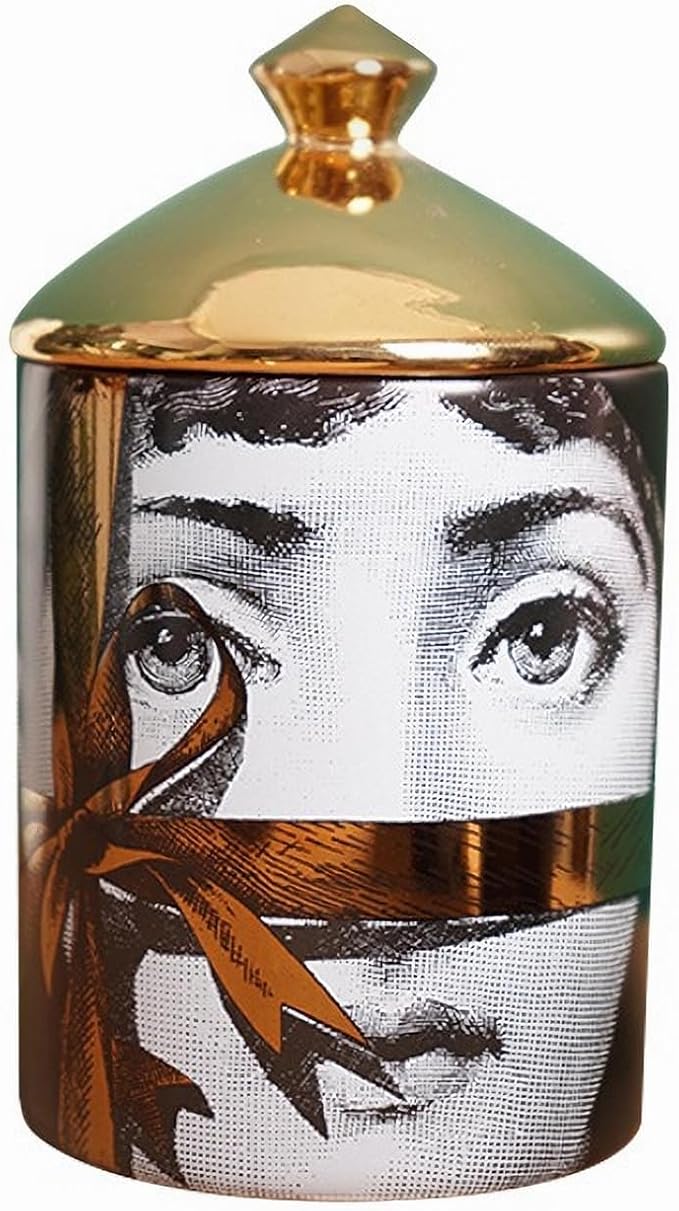Big Eye Starry Sky Aromatherapy Candle Jar With Lid Ceramic Makecup Cotton Swab Holder Home Deocrative Bottler, Home Fireplace Kitchen Dining Decor For Living Room Knick Knacks Candle Holders (F10)