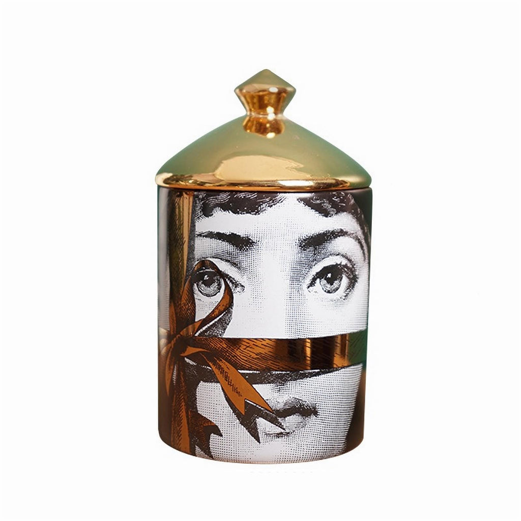 Big Eye Starry Sky Aromatherapy Candle Jar With Lid Ceramic Makecup Cotton Swab Holder Home Deocrative Bottler, Home Fireplace Kitchen Dining Decor For Living Room Knick Knacks Candle Holders (F10)