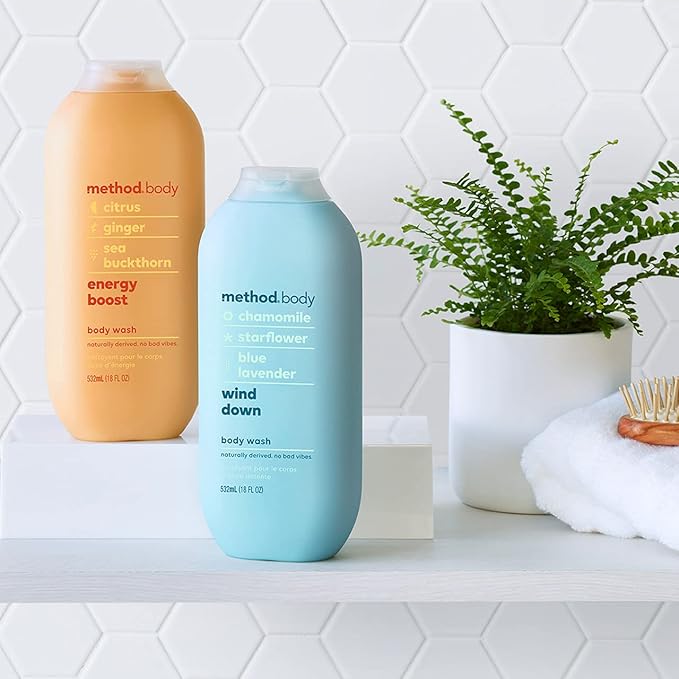 method Body Wash, Energy Boost - Leaves Skin Feeling Soft & Moisturized, Made Without Parabens, Notes of Citrus, Ginger & Sea Buckthorn, 18 fl oz -3 pack