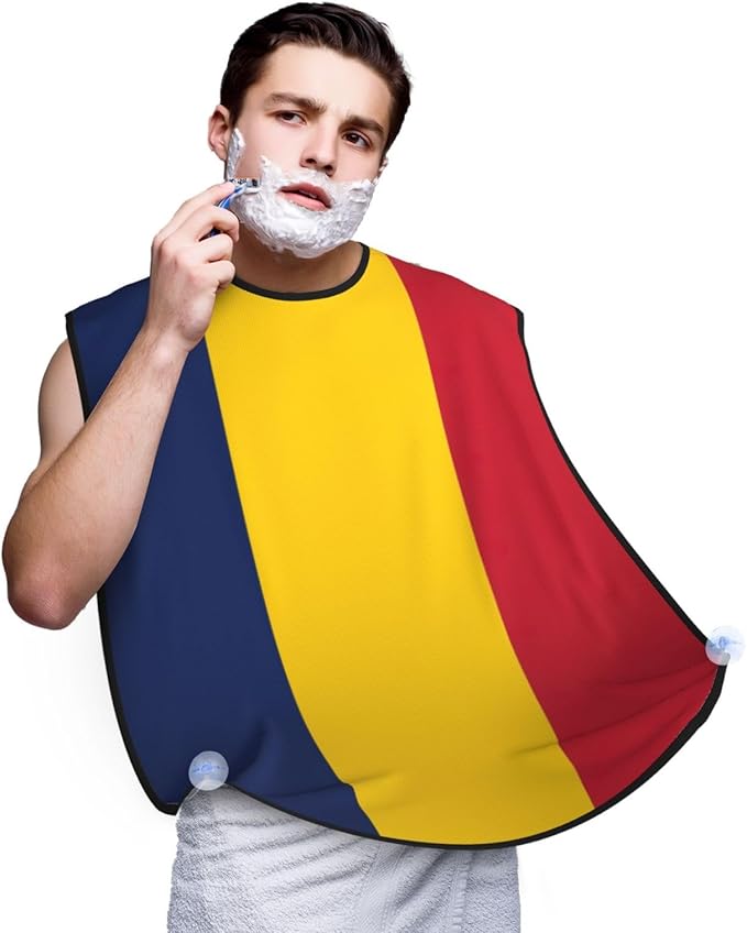 YQxwJL Flag Of Chad Print Beard Bib Shaving Apron, Beard Hair Trimming Cape Gift For Dad