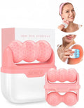 Ice Roller for Face with Gua Sha, Travel ice Roller Cold Therapy Tools, Cold Facial Ice Roller Massager for Eye Puffiness, Migraine, TMJ Pain Relief & Minor Injury (Pink)