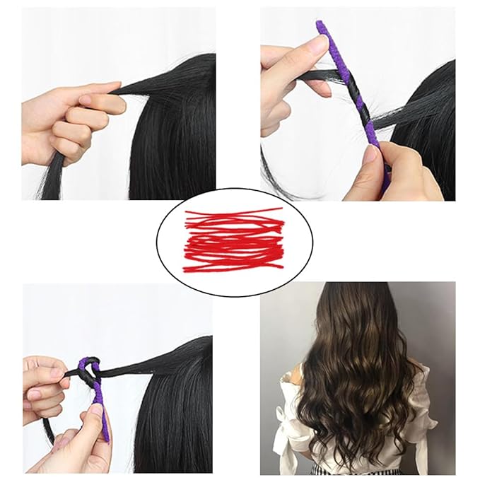 80 Pack Hair Perm Rods Set Hair Rollers Natural Long Short Hair Cold Wave Rods Hair Curling Rods Perming Rods Felt Fabric Rod for Hairdressing Styling DIY Rolling Curl Pattern 4 Sizes