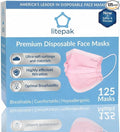 Litepak 125-Pack Disposable Face Mask Premium Comfort Earloops with Dispenser Box (Pink)