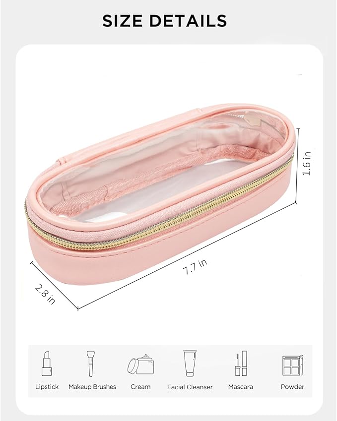 FFpaw Clear Makeup Brush Holder, Travel Makeup Brush Pouch Makeup Brush Bag Organizer Makeup Brush Travel Case with Zipper Waterproof Makeup Travel Case Cosmetic Bag for Women